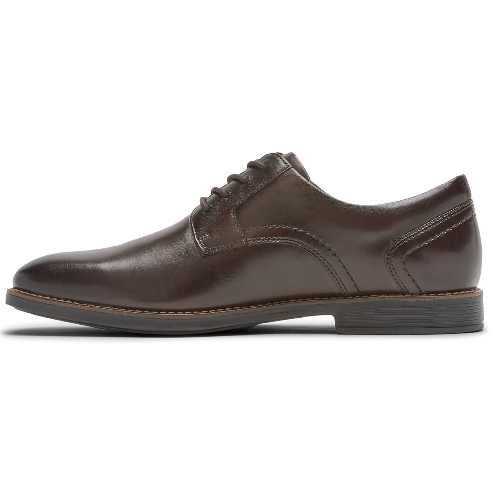 Zapatos Con Cordones Rockport Hombre Mexico - Slayter Plain Toe Shoe Marrom Oscuro - AHULZ1784